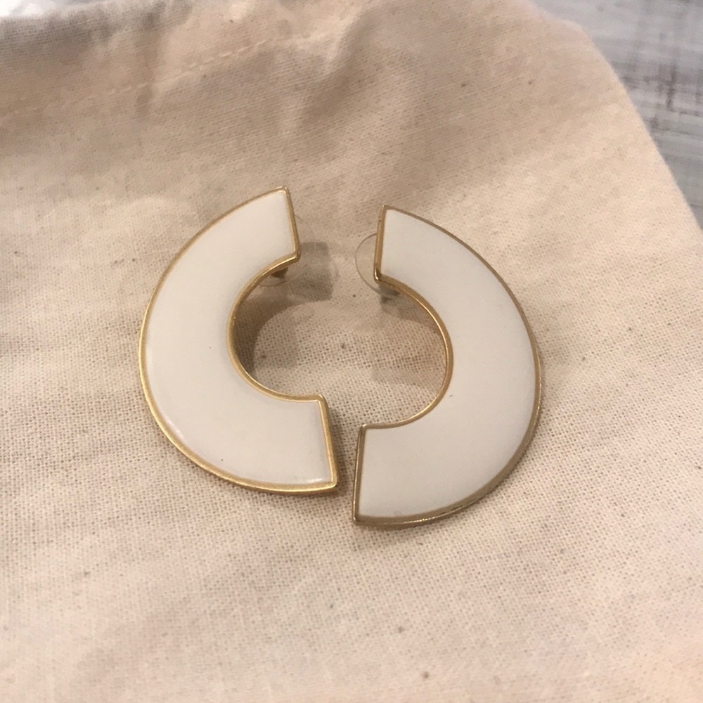 *MADEWELL* White Enamel Semi Circle Earrings